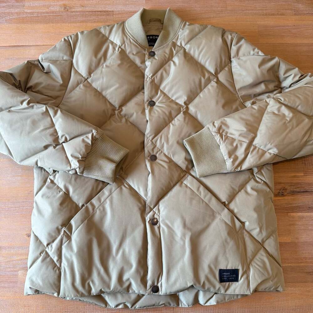 Arbor Ethos Chunky Down Jacket Size L Green Quilted Bomber